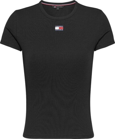 Tommy Jeans Tjw Slim Badge Rib Tee Black L