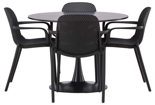 Venture Design Glade & Baltimore spisegruppe Svart/svart 4 stoler & bord 100 cm