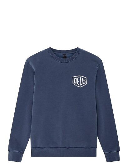 Deus Ex Machina Shield Garment Dyed Crew   Navy   M