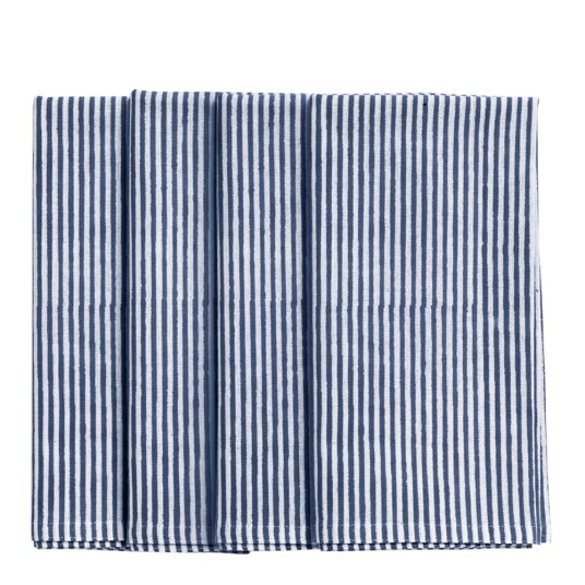 Chamois - Stripete serviett 4 stk 50x50 cm marine