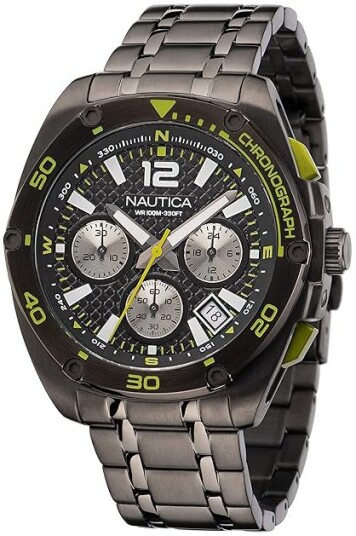 Nautica Herreklokke NAPTCF210 Tin Can Bay Sort/Stål Ø44 mm