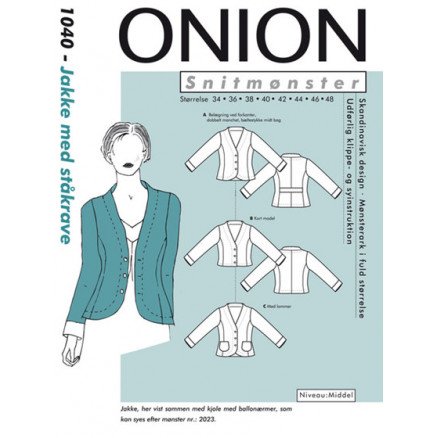 ONION Snittmønster 1040 Jakke med Ståkrage Str 34 48
