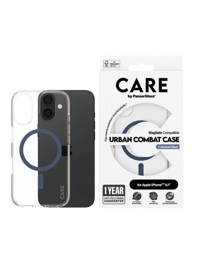 CARE by PanzerGlass Urban Combat iPhone 16 MagSafe Deksel Blå
