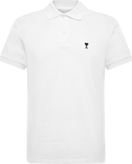 AMI Pique Polo Shirt   White   M