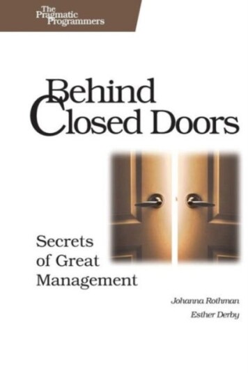 Behind Closed Doors - The Secret Of Great Management Av Joanna Rothman