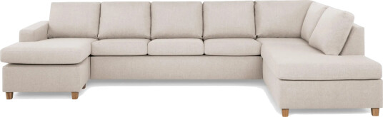 Crazy 5 seters Høyrevendt U formet X Large Sofa med Divan og Sjeselong i Stoff Beige