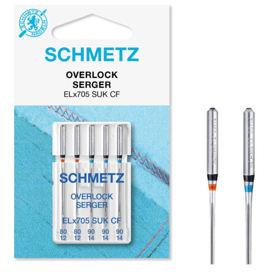 Schmetz Overlocknåler ass. 80/12-90/14 ELx705 SUK CF, 80/12-90/14, 5-pack Schmetz Overlocknåler ass. 80/12-90/14 ELx705 SUK CF, 80/12-90/14, 5-pack