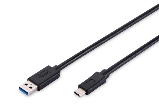 Digitus USB 3.2 Gen 2 Type-C til Type-A Kabel 1m Svart Digitus USB 3.2 Gen 2 Type-C til Type-A Kabel 1m Svart
