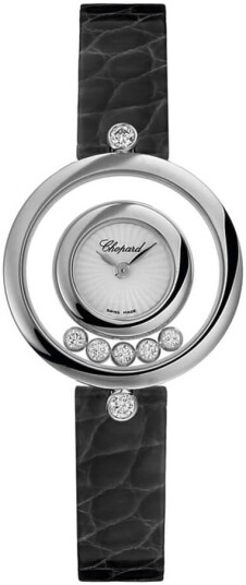 Chopard Dameklokke 209415 1001 Happy Diamonds Sølvfarget/Lær