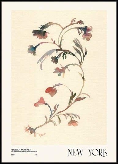 Watercolor print collection. Flower market   New York Plakat / 50x70cm