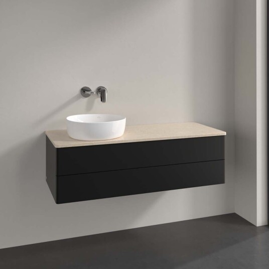 Villeroy & Boch  Antao Servantskap med 2 skuffer 120x50x36 cm u/lys Sort Matt/Crème