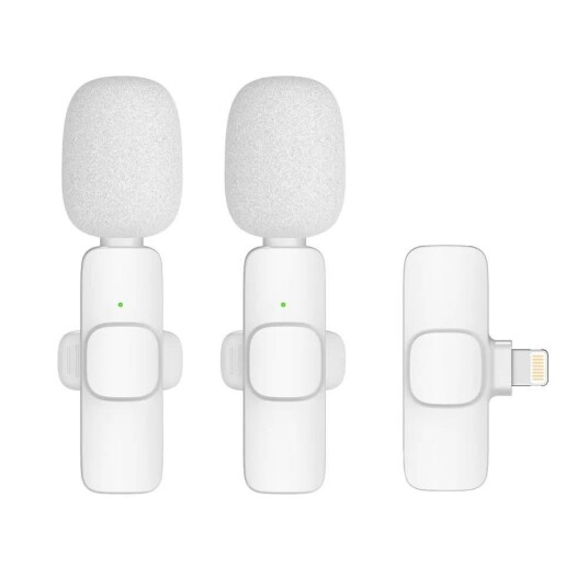 OEM K1 Trådløs Lavalier Mikrofon Lightning Dobbel Hvit OEM K1 Trådløs Lavalier Mikrofon Lightning Dobbel Hvit