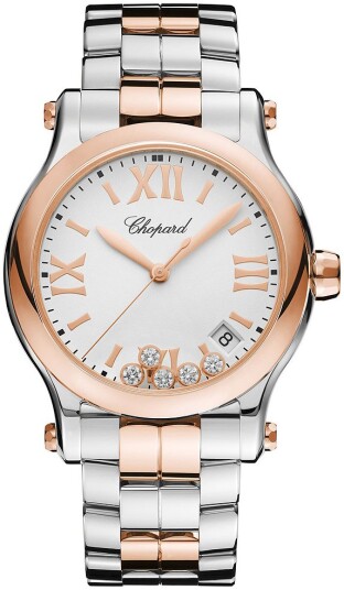Chopard Dameklokke 278582 6002 Happy Sport Hvit/18 karat rosé gull