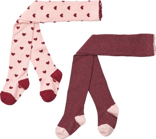 Flöss Strømpebukser   2 pack   Vera   Tranebær/Pink Glitter   Flöss   2 3 år (92 98)   Strømpebukser Bordeaux Rosa Rød