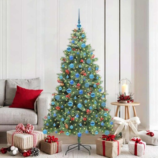 vidaXL Kunstig juletre 300 LED-lys Varmhvit PVC og metall Grønn