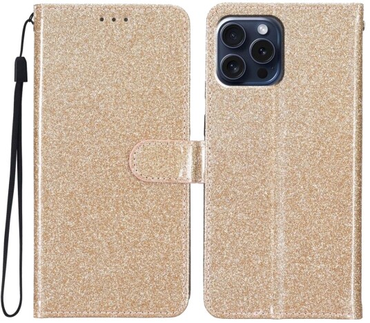 Trolsk Lommebokdeksel Glitter Elegant (iPhone 16 Pro Max) Gull