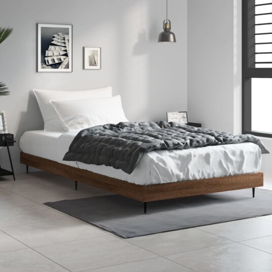 vidaXL Sengeramme brun eik 100x200 cm konstruert tre