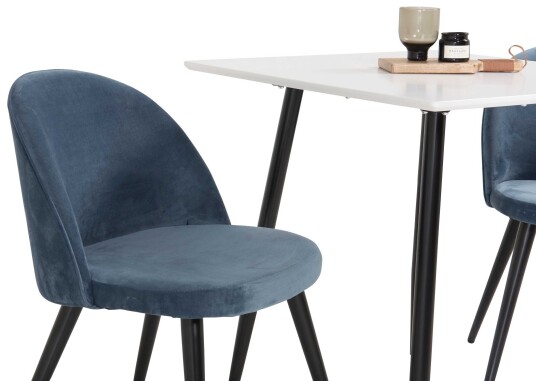 Venture Design Polar & Velvet spisegruppe Hvit/svart 2 st stoler & bord 75 x 75 cm