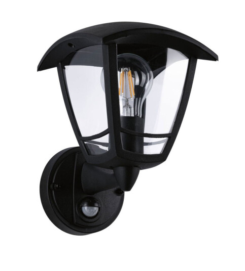 Classic vegglampe opp utendørs IP44 - Med bevegelsessensor - Svart