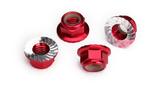 Traxxas 8447R Nuts flanged 5mm Red Alu 4