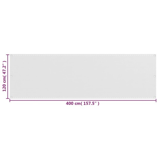 vidaXL Balkongskjerm hvit 120x400 cm HDPE