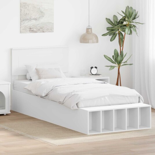 Sengestamme med hylle Hvit 100 x 200 cm Konstruert tre