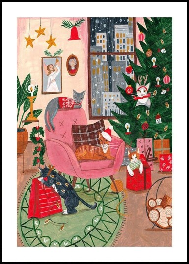 Christmas Cats in NY Plakat Plakat / 50x70cm Christmas Cats in NY Plakat Plakat / 50x70cm