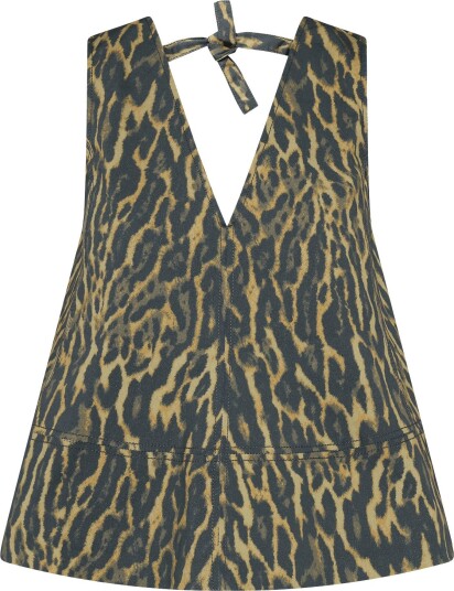 Ganni Leopard Cotton A Line Top Brown 40 Ganni Leopard Cotton A Line Top Brown 40