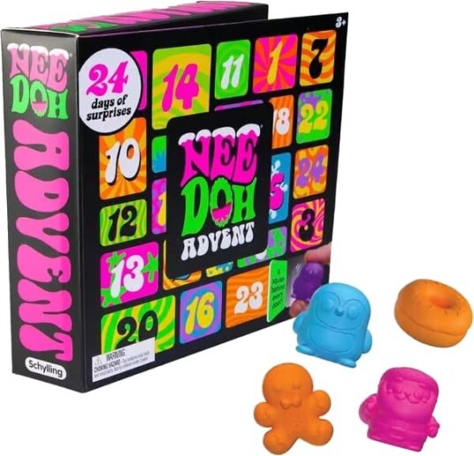 Schylling NeeDoh Squishmas Adventskalender   24 Mini Squishies   Nedtelling til Jul