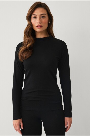 Áhkká   Termisk topp Baselayer Pointelle Halfcollar   Svart