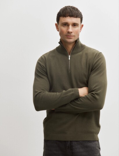 Enkel Studio Half Zip Knit   Green   M