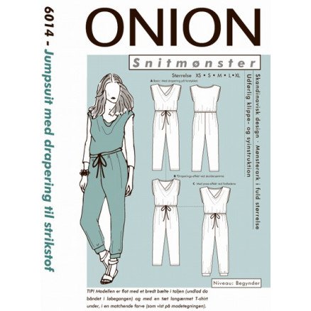 ONION Snittmønster 6014 Jumpsuit med Drapering Str XS XL