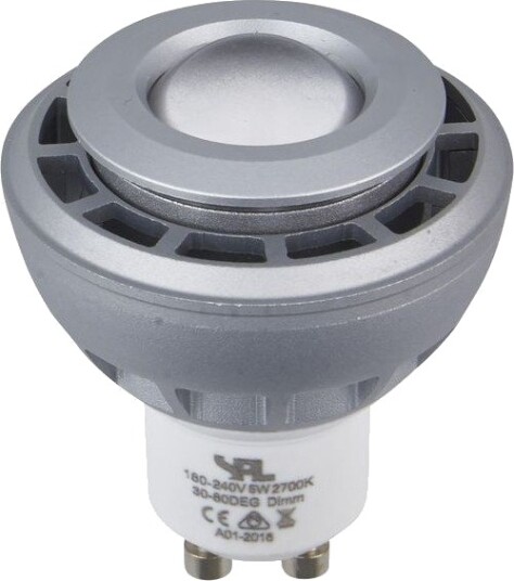 Spl GU10 5,5W DimToWarm LED pære 2000 2800K 30 80° sølv dimbar Dimbar : Dimbar Kulør : Dim to warm Spl GU10 5,5W DimToWarm LED pære 2000 2800K 30 80° sølv dimbar Dimbar : Dimbar Kulør : Dim to warm