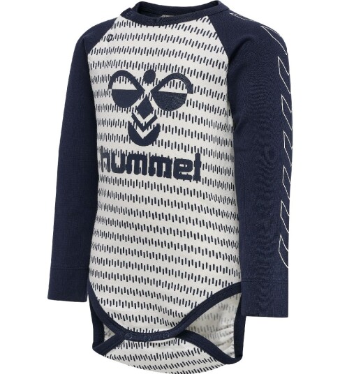 Hummel Body L/æ hmlDesmond Black Iris 74 Langermet Body Blå Hvit