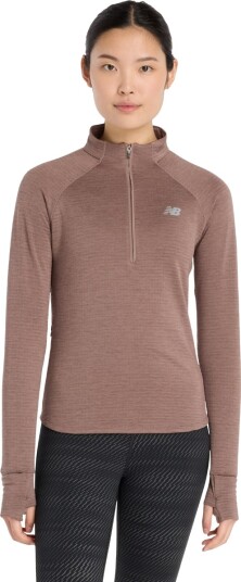New Balance Athletics Heat Grid Half Zip Treningstrøye Dame Brun XL