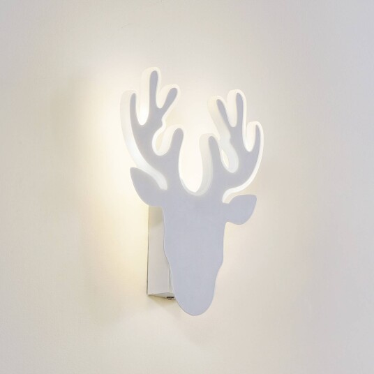Lindby LED-vegglampe hvit metall reinsdyr