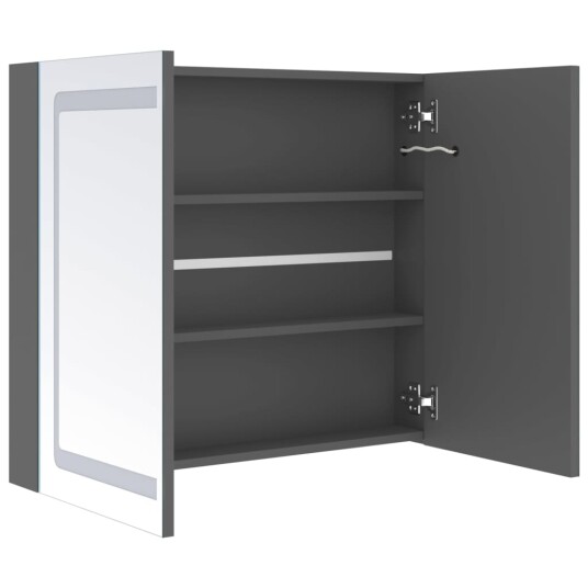 vidaXL LED-speilskap til bad grå 80x12x68 cm