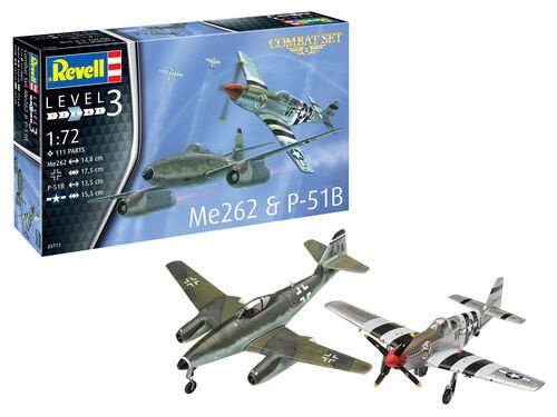 Revell 1:72 Modellfly Byggesett: Combat Set Me262 & P-51 Mustang