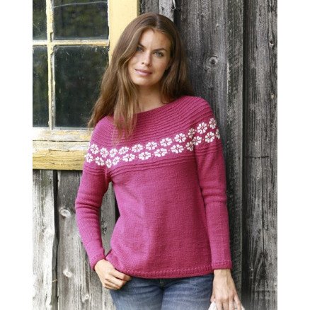 Daisy Delight by DROPS Design Genser Strikkeoppskrift str S XXXL