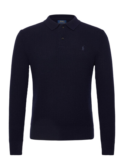 Polo Ralph Lauren Textured Wool Cotton Polo Collar Sweater Navy XS Polo Ralph Lauren Textured Wool Cotton Polo Collar Sweater Navy XS