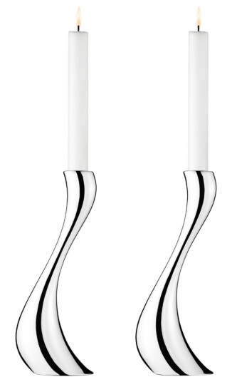 Georg Jensen Cobra Lysestaker 2-pak i Rustfritt Stål 24 cm Sølv