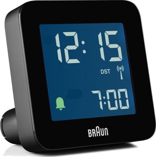 Braun radiokontrollert lettbetjent sort digital vekkerklokke BC09B-DCF