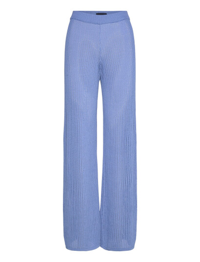 Lexington Clothing Wide-Leg Pointelle Knitted Pants - Blue - M