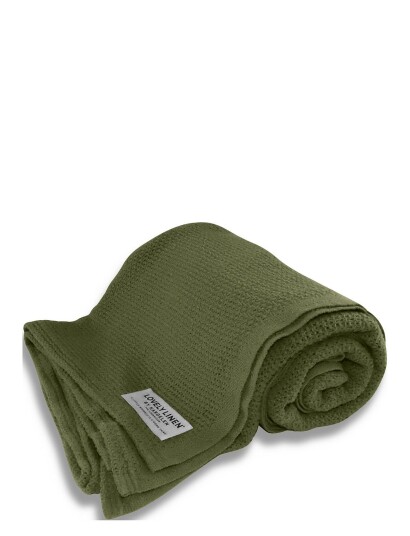 Lovely Linen Lovely Cotton Blanket Green Lovely Linen JEEP GREEN 240X220CM