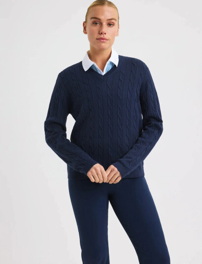 Röhnisch Knitted Wool Mix Sweater Navy XS Röhnisch Knitted Wool Mix Sweater Navy XS