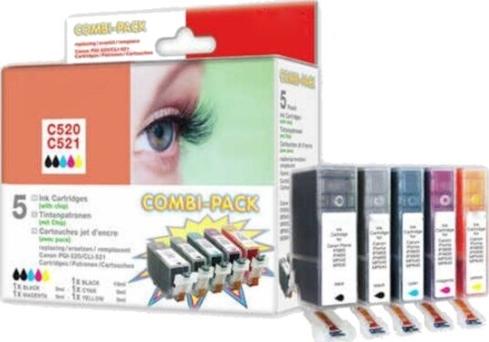 Peach Blekktype Canon PGI-520/CLI-521-verdi Pack