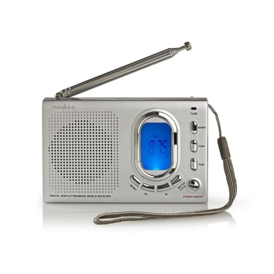 Nedis Bærbar Digital Radio med Vekkeklokke, Grå Nedis Bærbar Digital Radio med Vekkeklokke, Grå