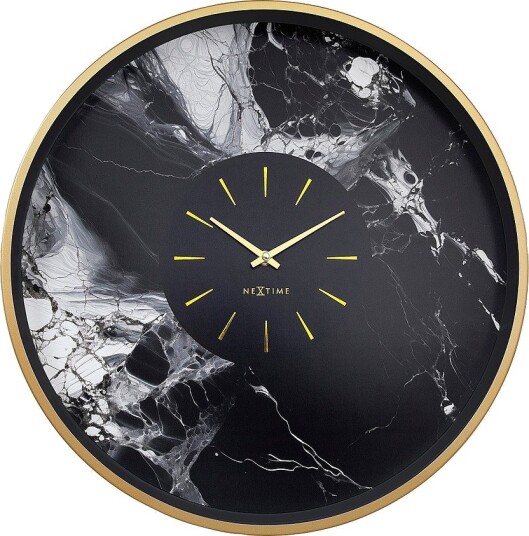 NeXtime Veggklokke Marble Duo 48 cm Svart