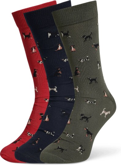 Barbour Barbour Dog Sock Gift Set NAVY/RED/GREEN One Size