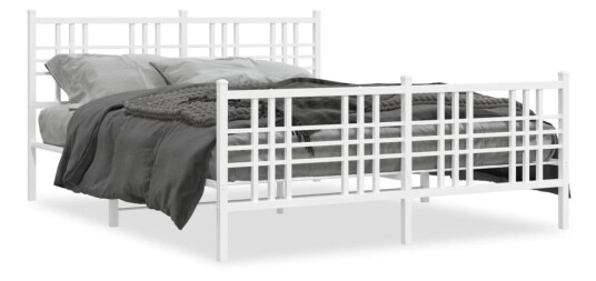 Sengeramme i metall med hode- og fotgavl hvit 160x200 cm 8721012373587